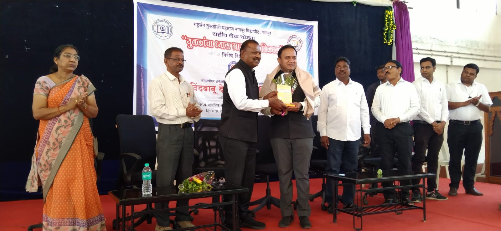 <p>NSS camp valedictory programme was held on 21st February 2023 for this programme chief guest was Dr. Devendra Bhongade, Principal, Jeeven Vikas Mahavidyalaya, Devgram.</p>
